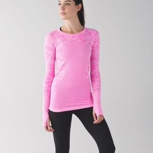 Lululemon Swiftly Tech long sleeve pink camo size 4